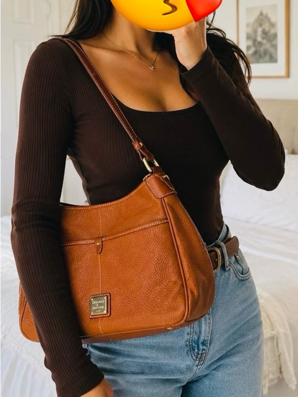 Dooney & Bourke Warm Cognac Leather Shoulder Bag